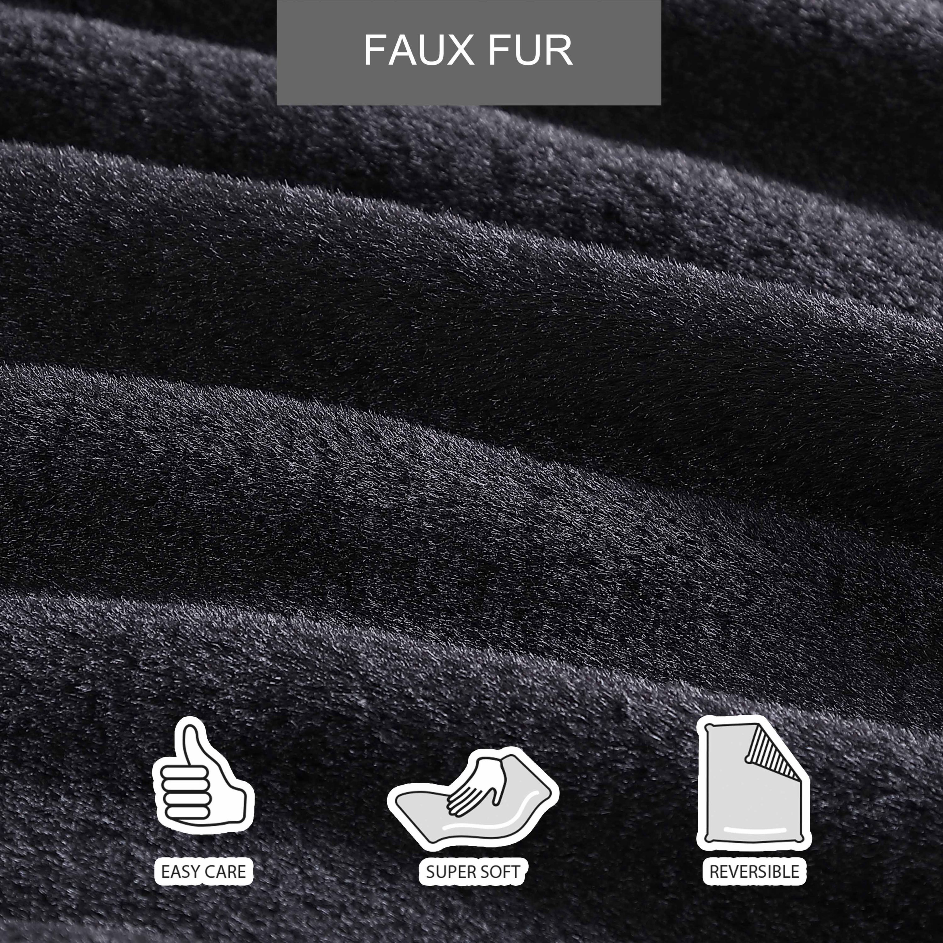 Faux Fur Solid Plush Fleece Throw Blanket