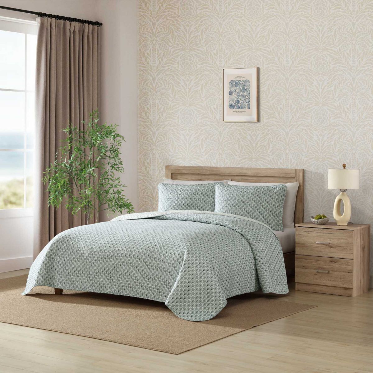 Coastal Batik Cotton Quilt-Sham Set