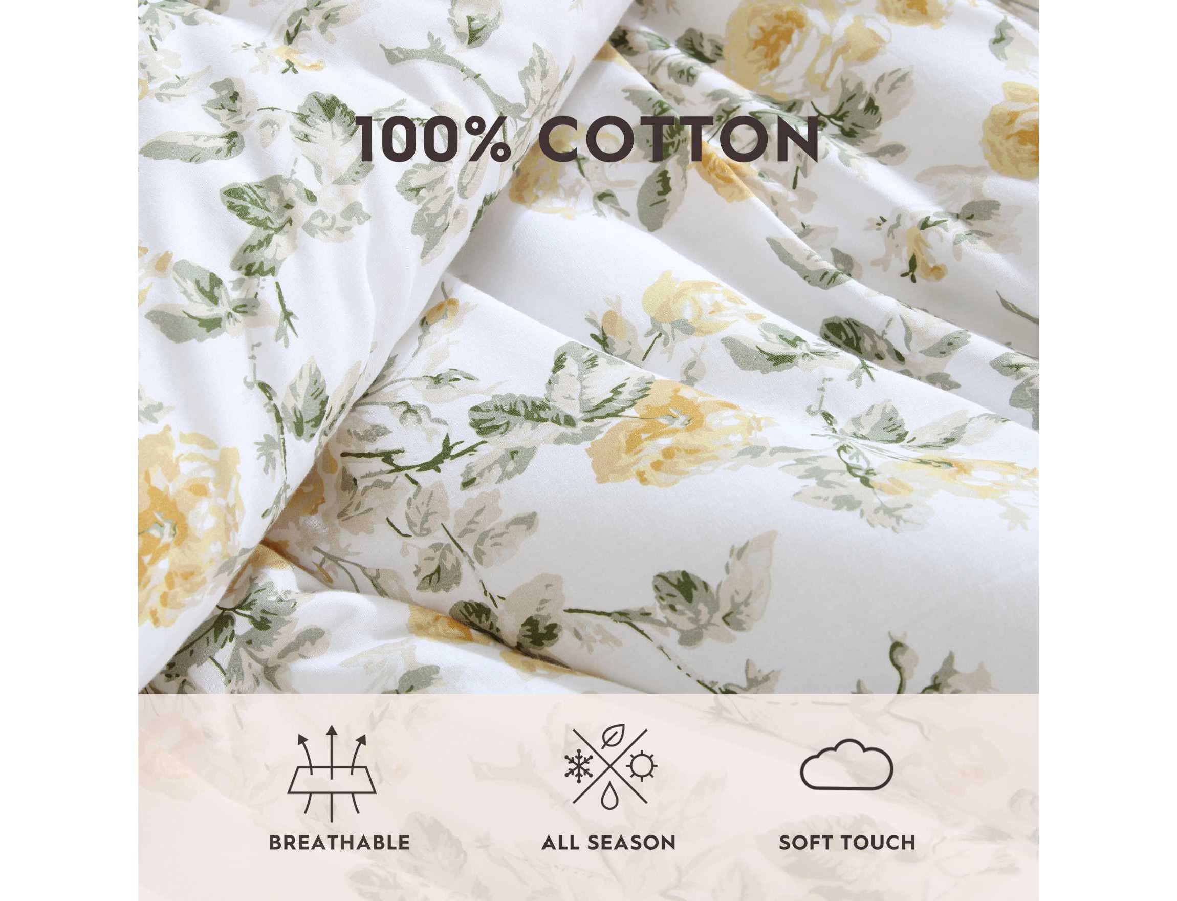Roses Cotton Comforter Sham Bonus Set