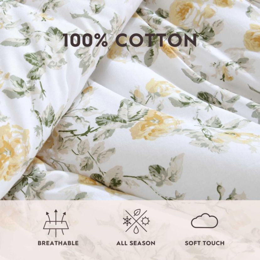 Roses Cotton Comforter Sham Bonus Set