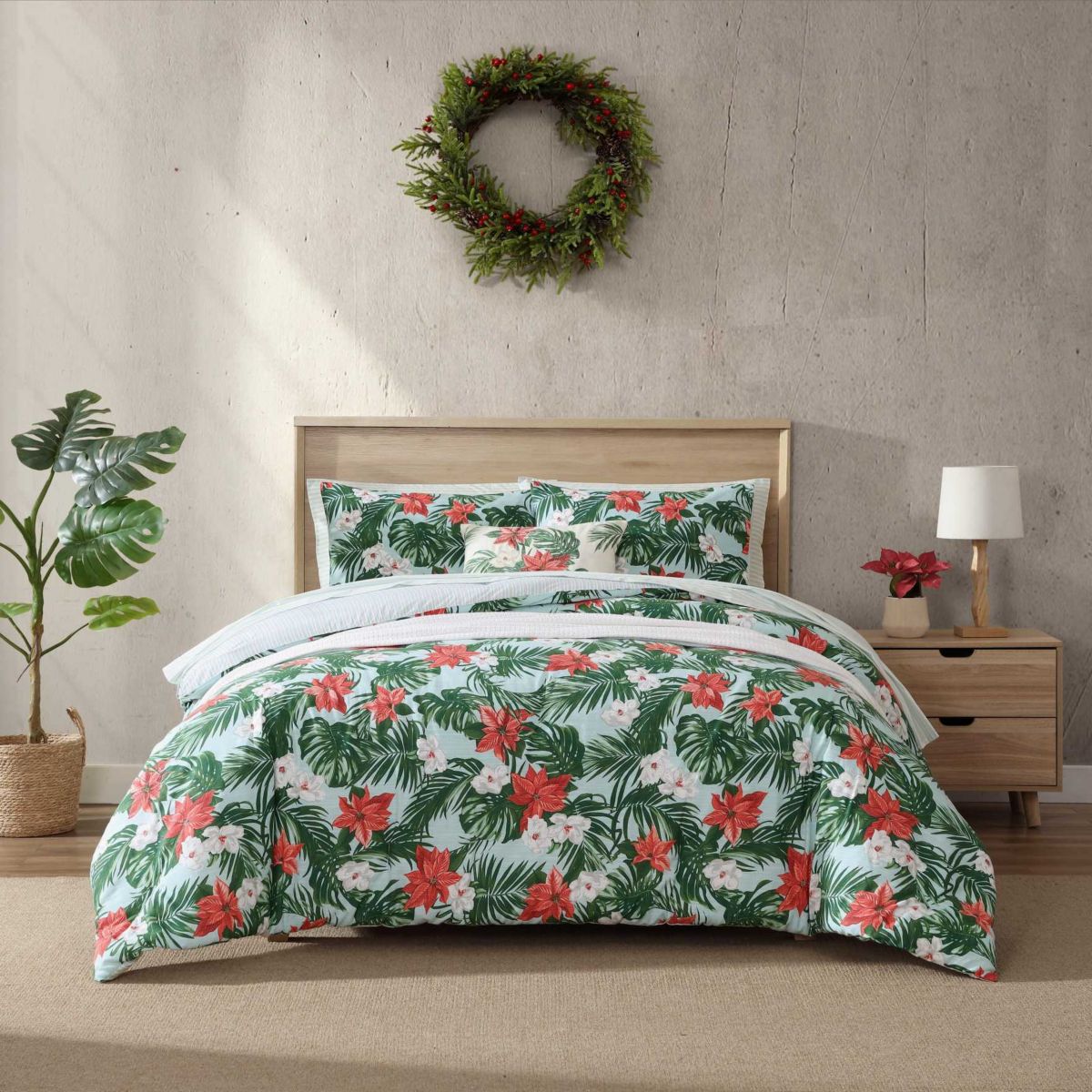Festive Palms Cotton Comforter-Sham Set