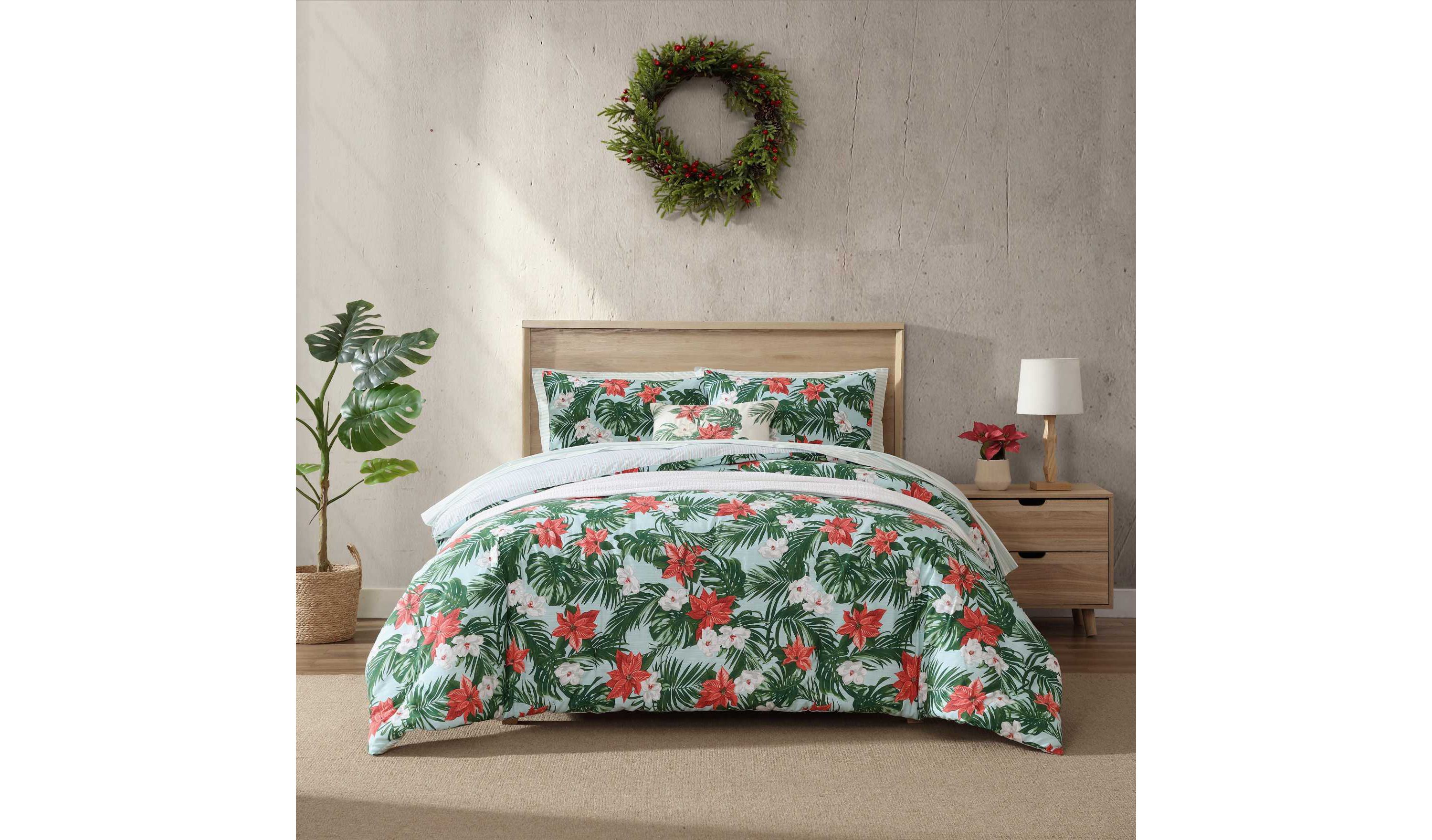 Festive Palms Cotton Comforter-Sham Set
