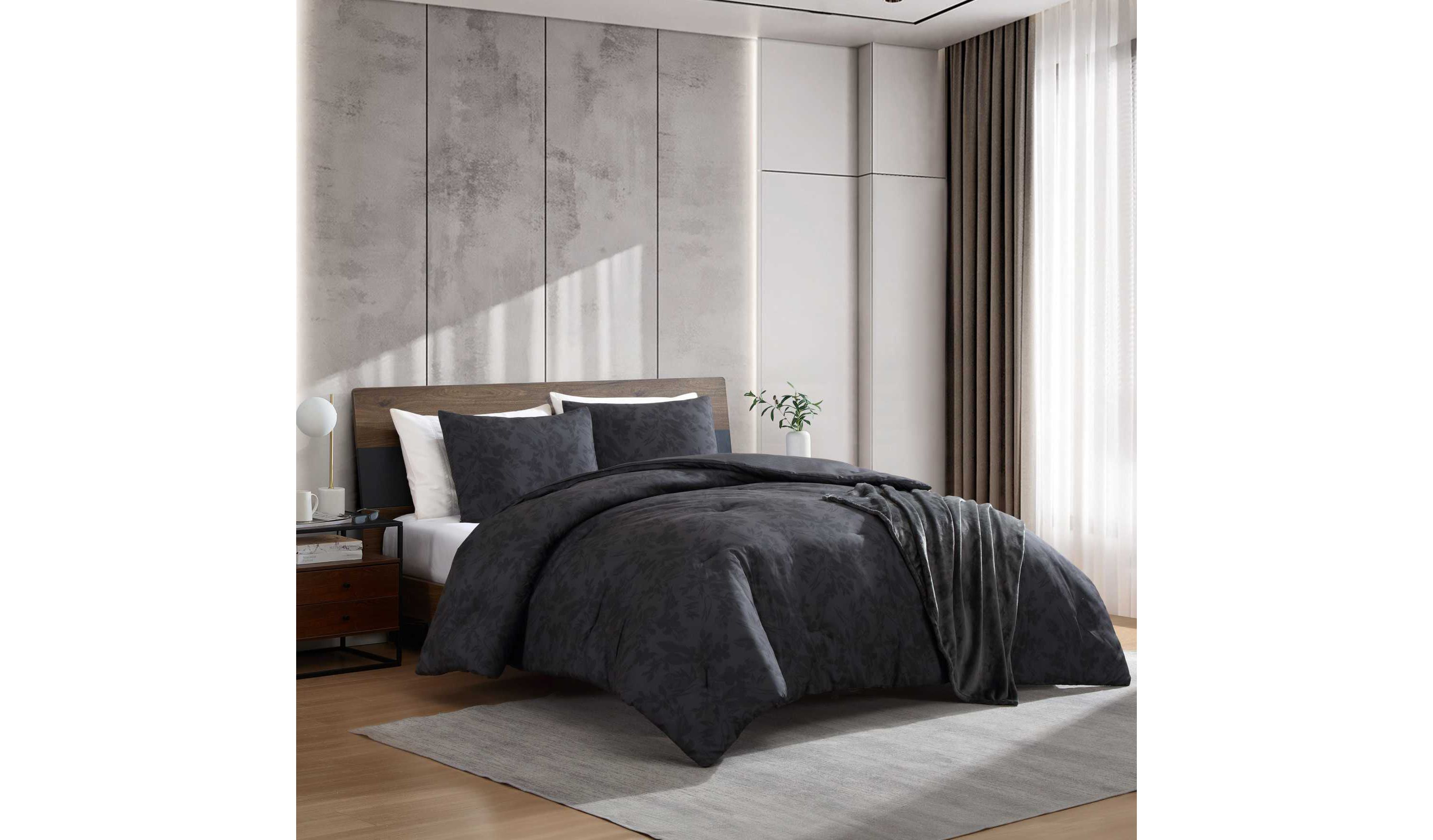 Silhouette Floral Microfiber Comforter Sham Bonus Set