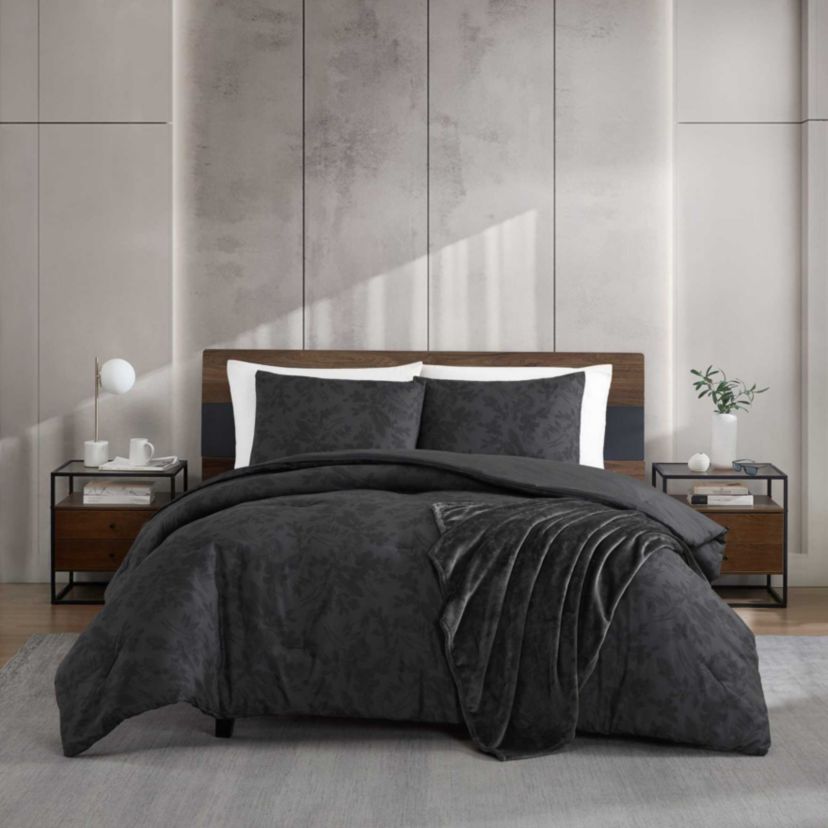 Silhouette Floral Microfiber Comforter Sham Bonus Set