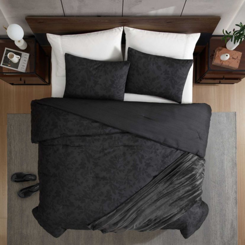 Silhouette Floral Microfiber Comforter Sham Bonus Set