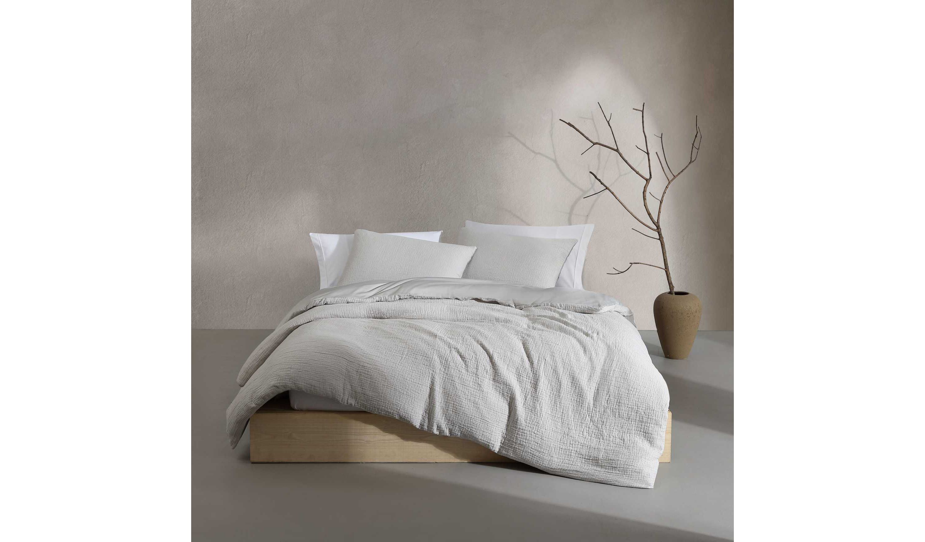 Washed Texture Solid Cotton Comforter-Sham Set