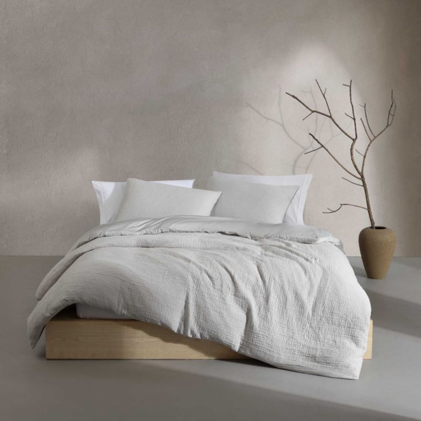 Washed Texture Solid Cotton Comforter-Sham Set