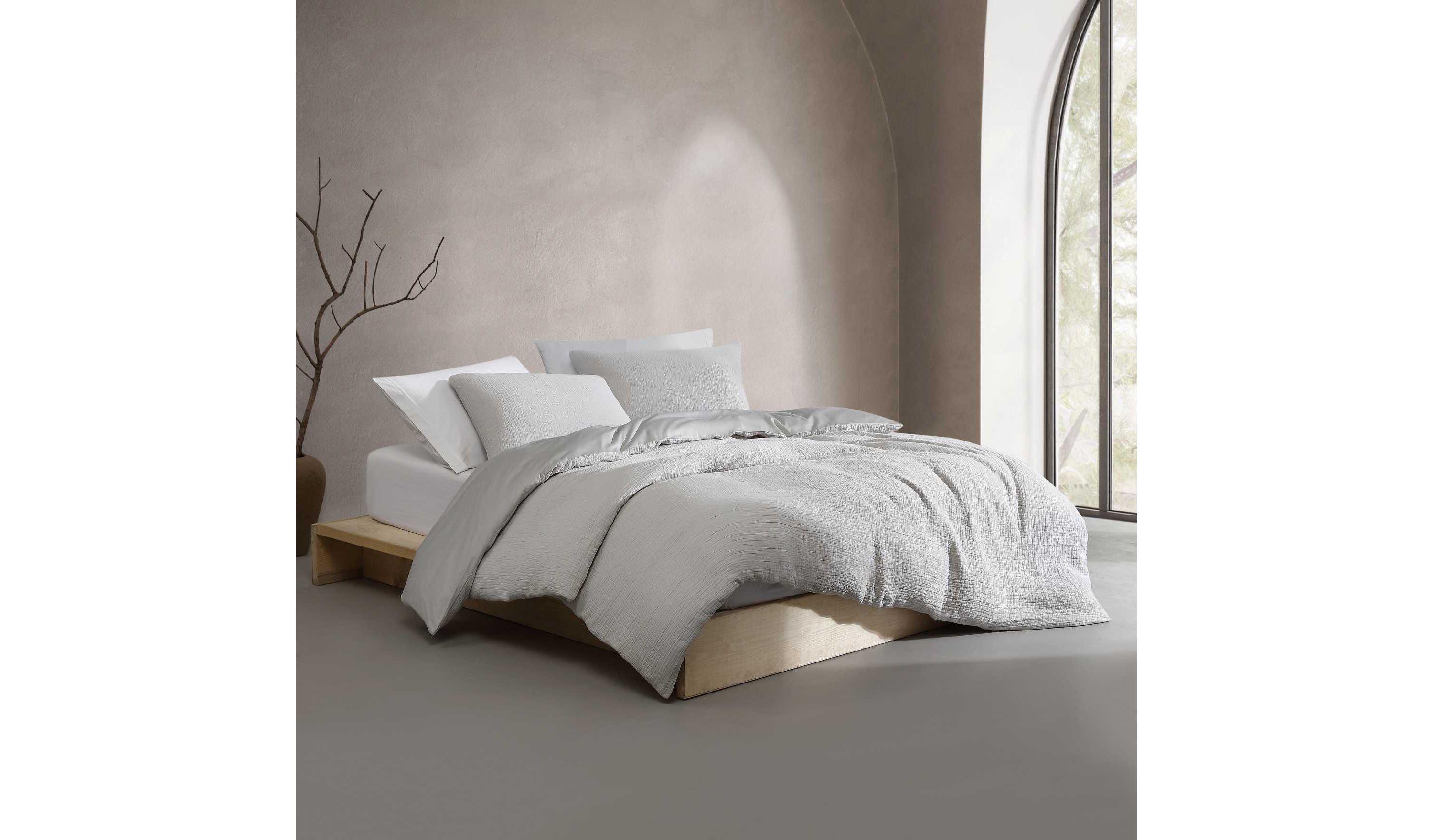 Washed Texture Solid Cotton Comforter-Sham Set