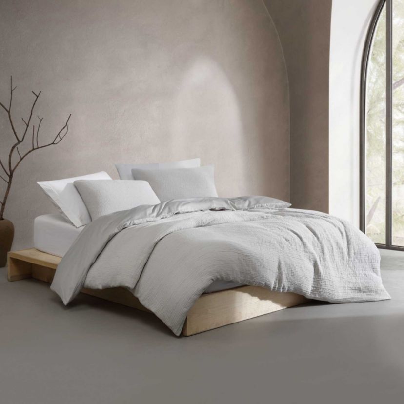 Washed Texture Solid Cotton Comforter-Sham Set