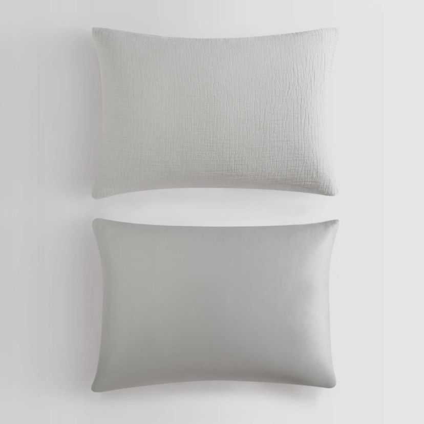 Washed Texture Solid Cotton Comforter-Sham Set