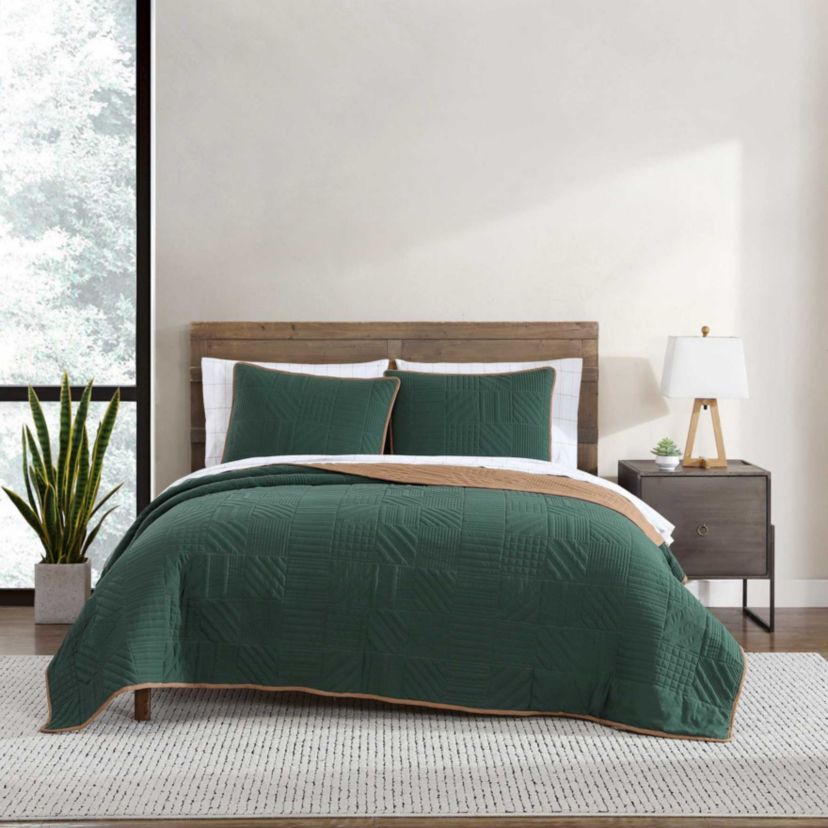 Solid Washed Microfiber Microfiber Quilt Set