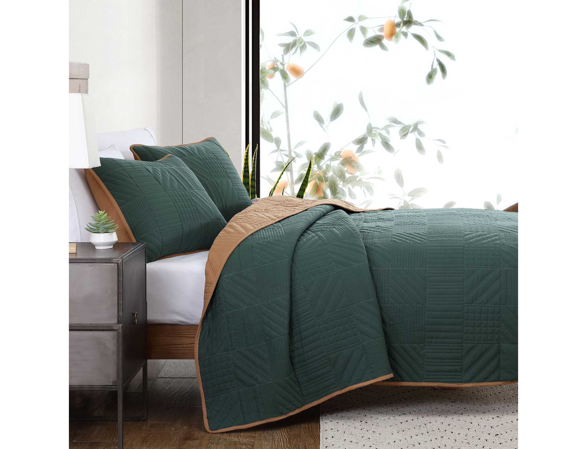 Solid Washed Microfiber Microfiber Quilt Set