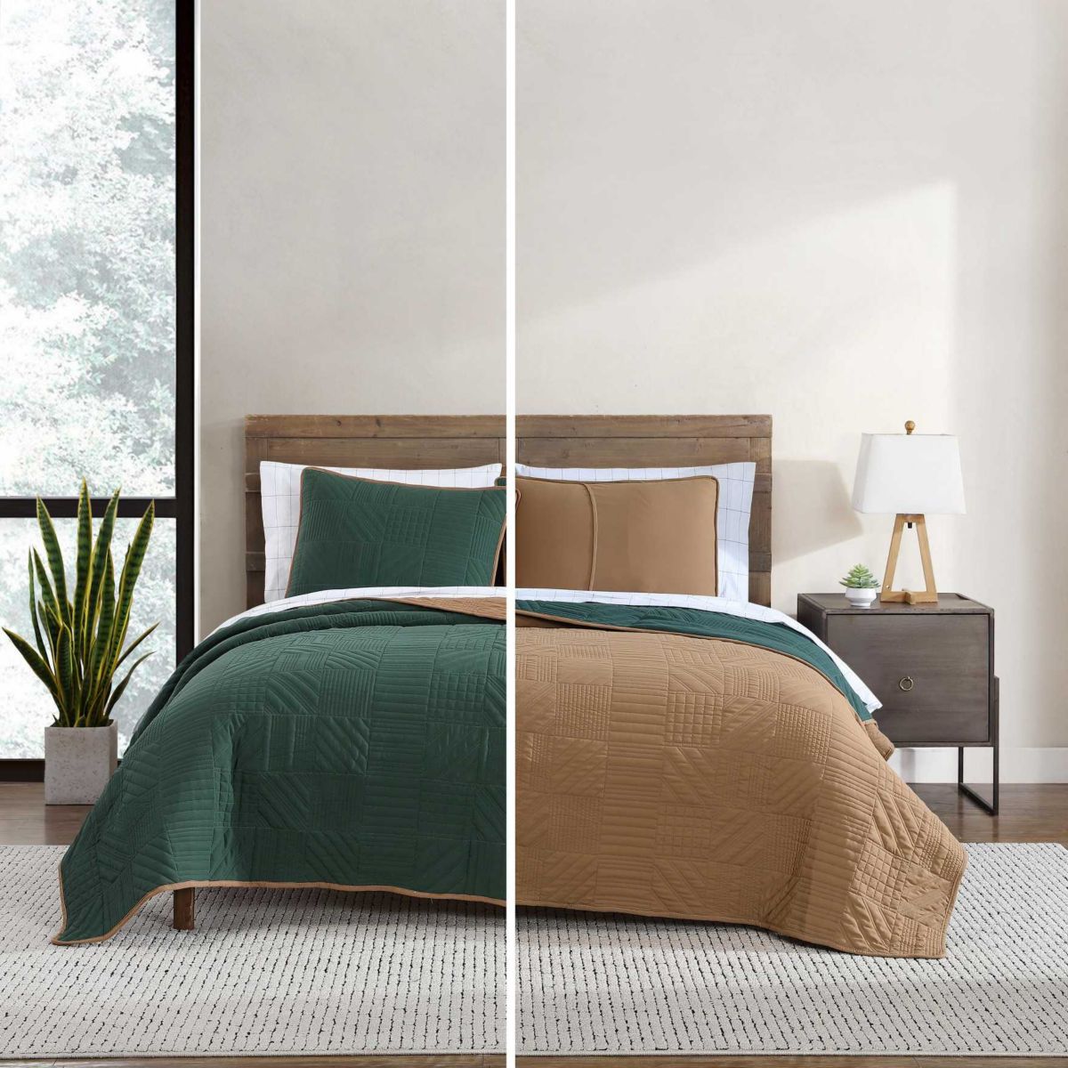 Solid Washed Microfiber Microfiber Quilt Set