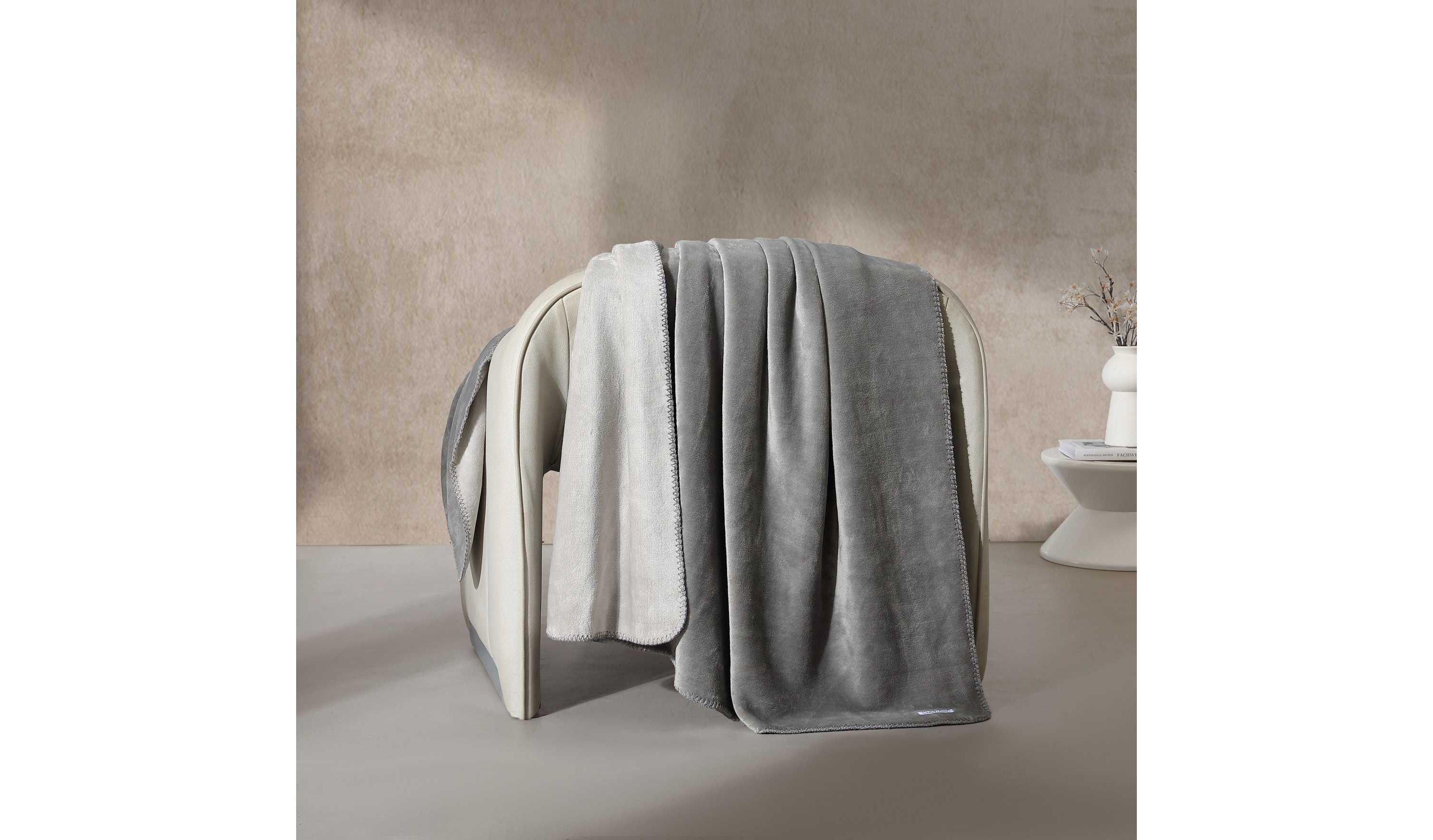 Modern Reversible Solid Microfiber Throw