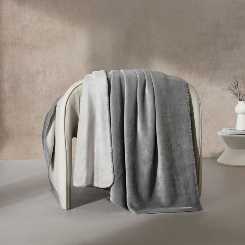 Modern Reversible Solid Microfiber Throw