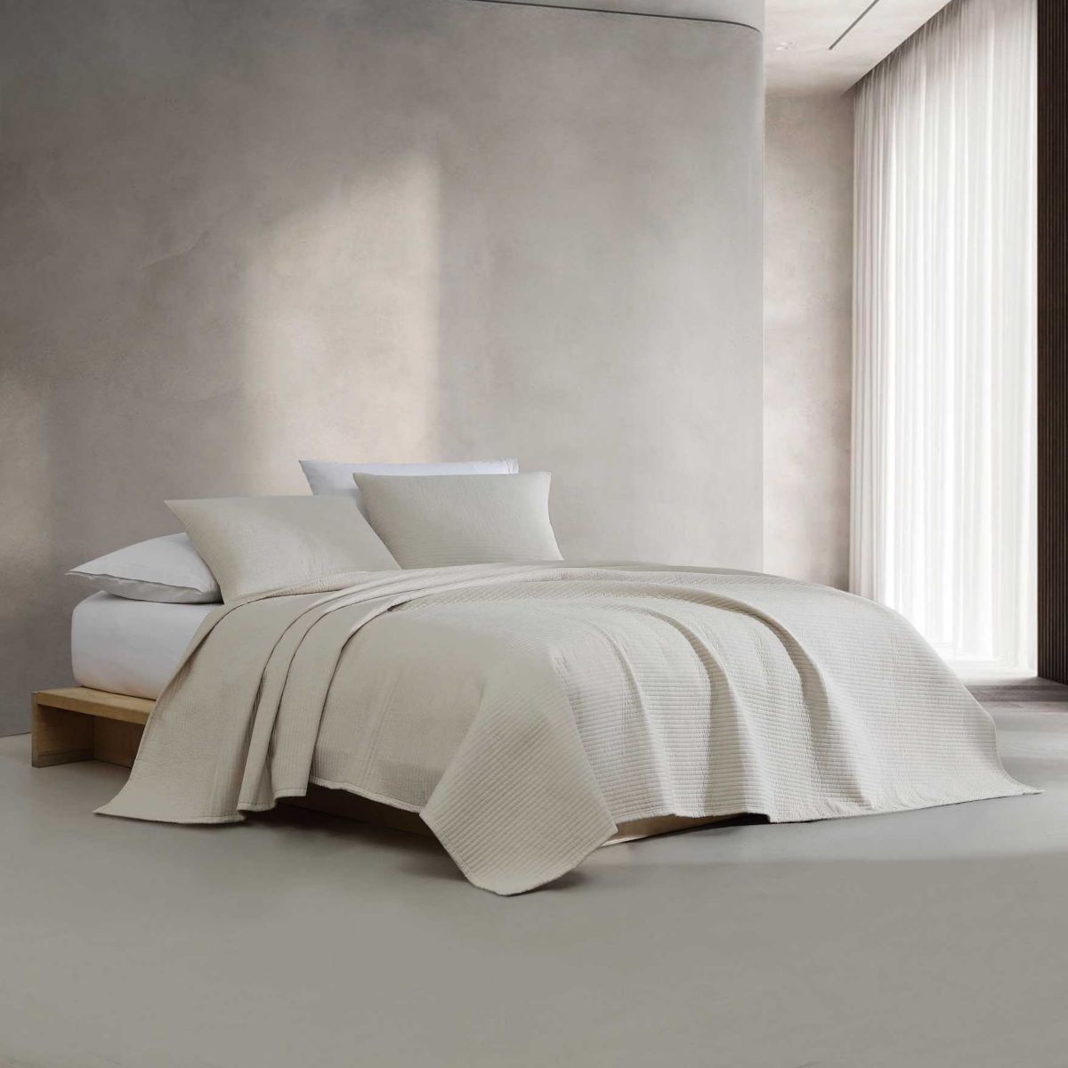 Mini Channel Stitch Solid Cotton Blend Quilt Set