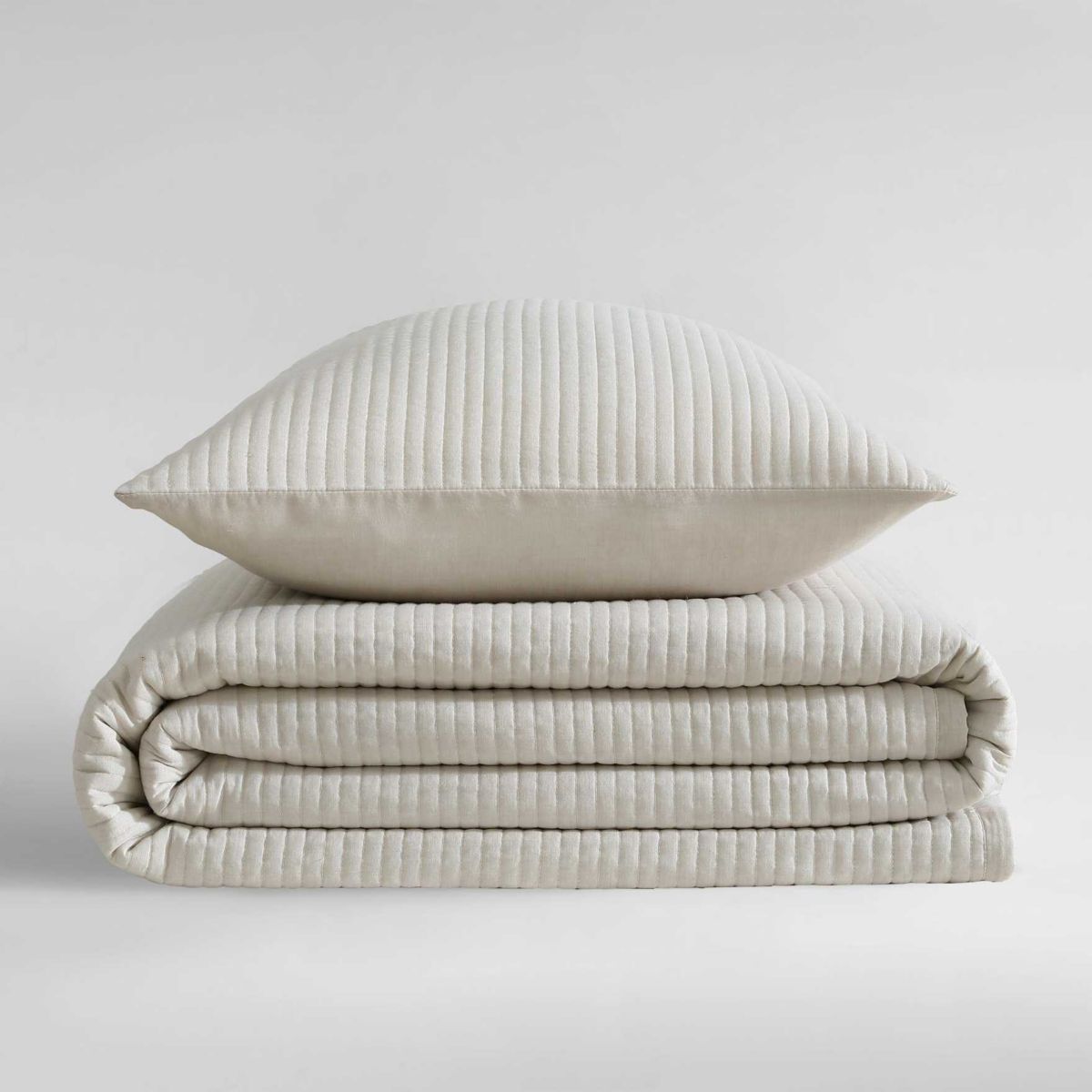 Mini Channel Stitch Solid Cotton Blend Quilt Set