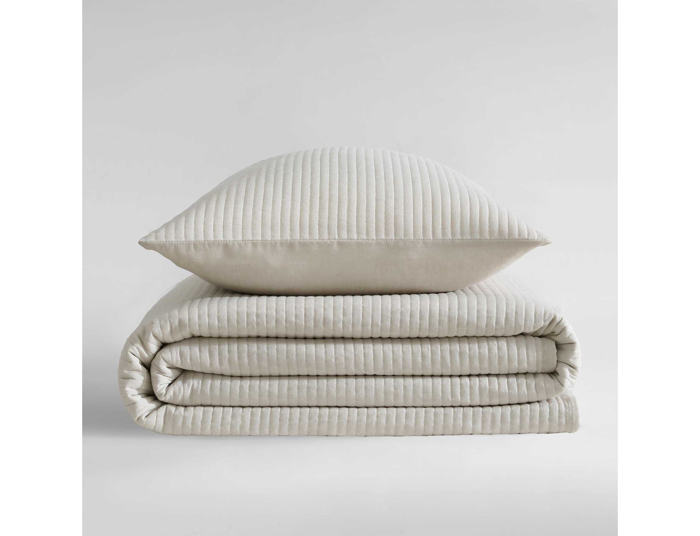 Mini Channel Stitch Solid Cotton Blend Quilt Set