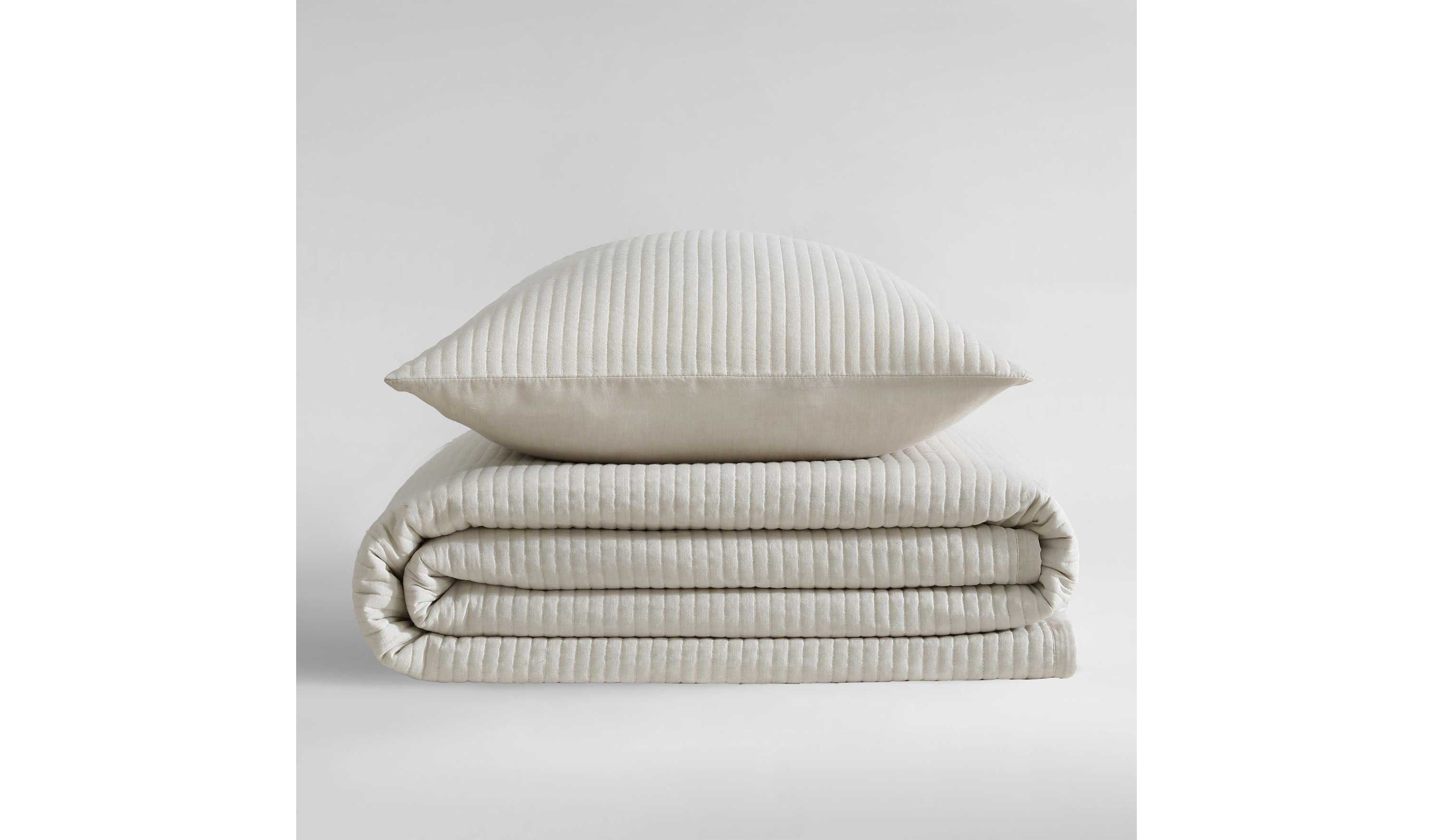 Mini Channel Stitch Solid Cotton Blend Quilt Set