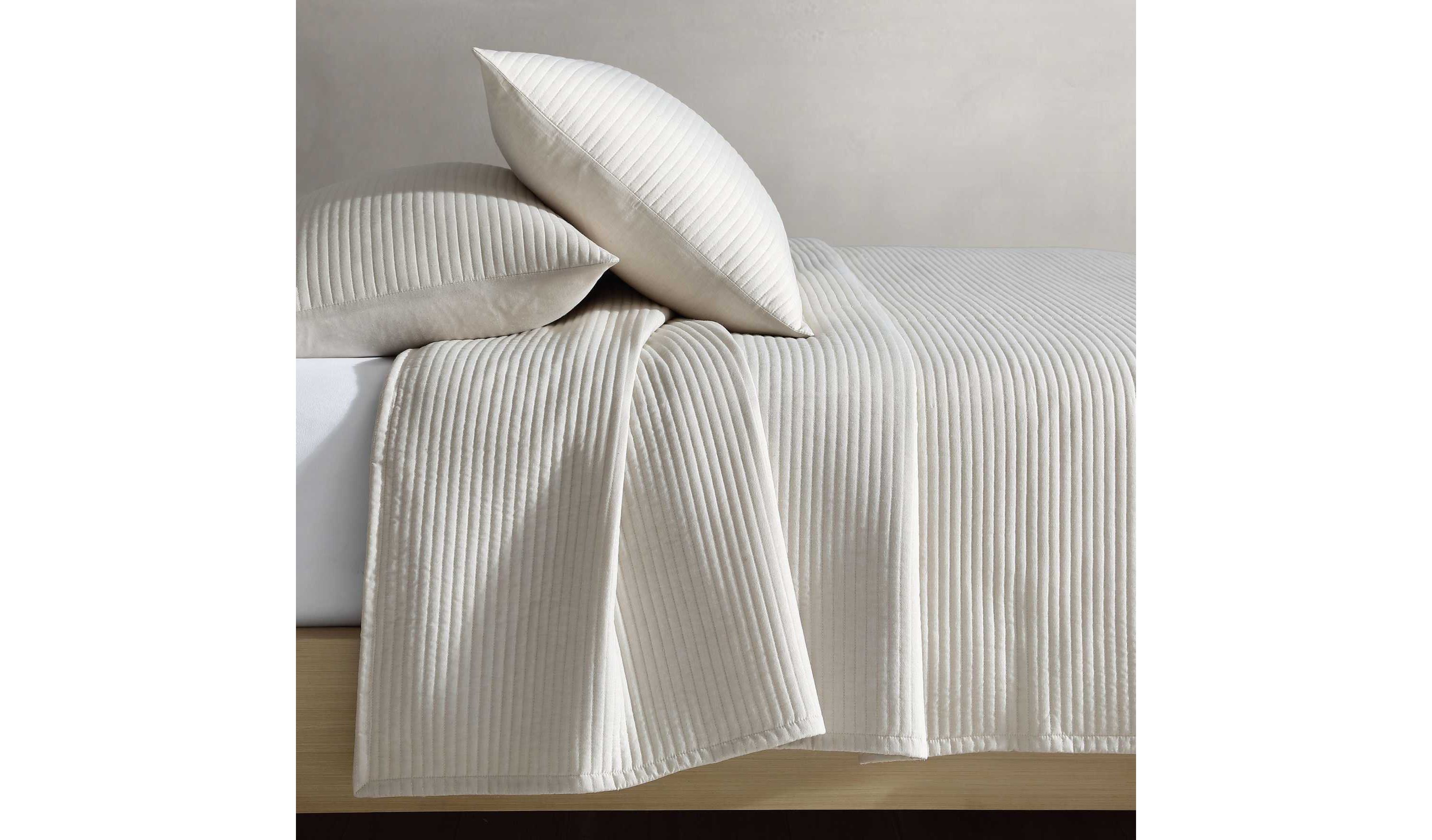 Mini Channel Stitch Solid Cotton Blend Quilt Set