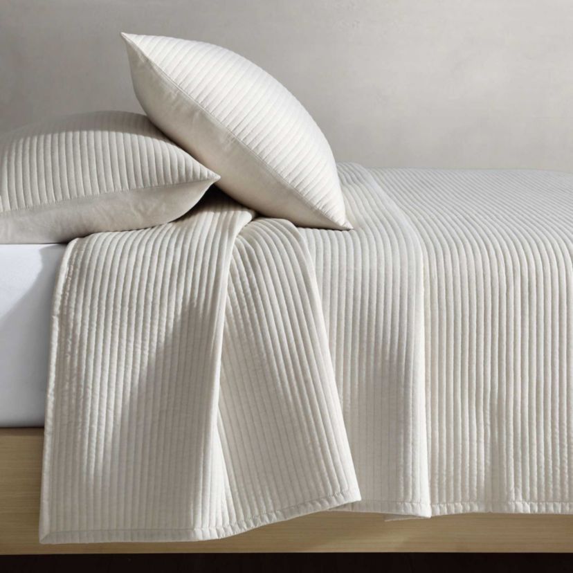 Mini Channel Stitch Solid Cotton Blend Quilt Set