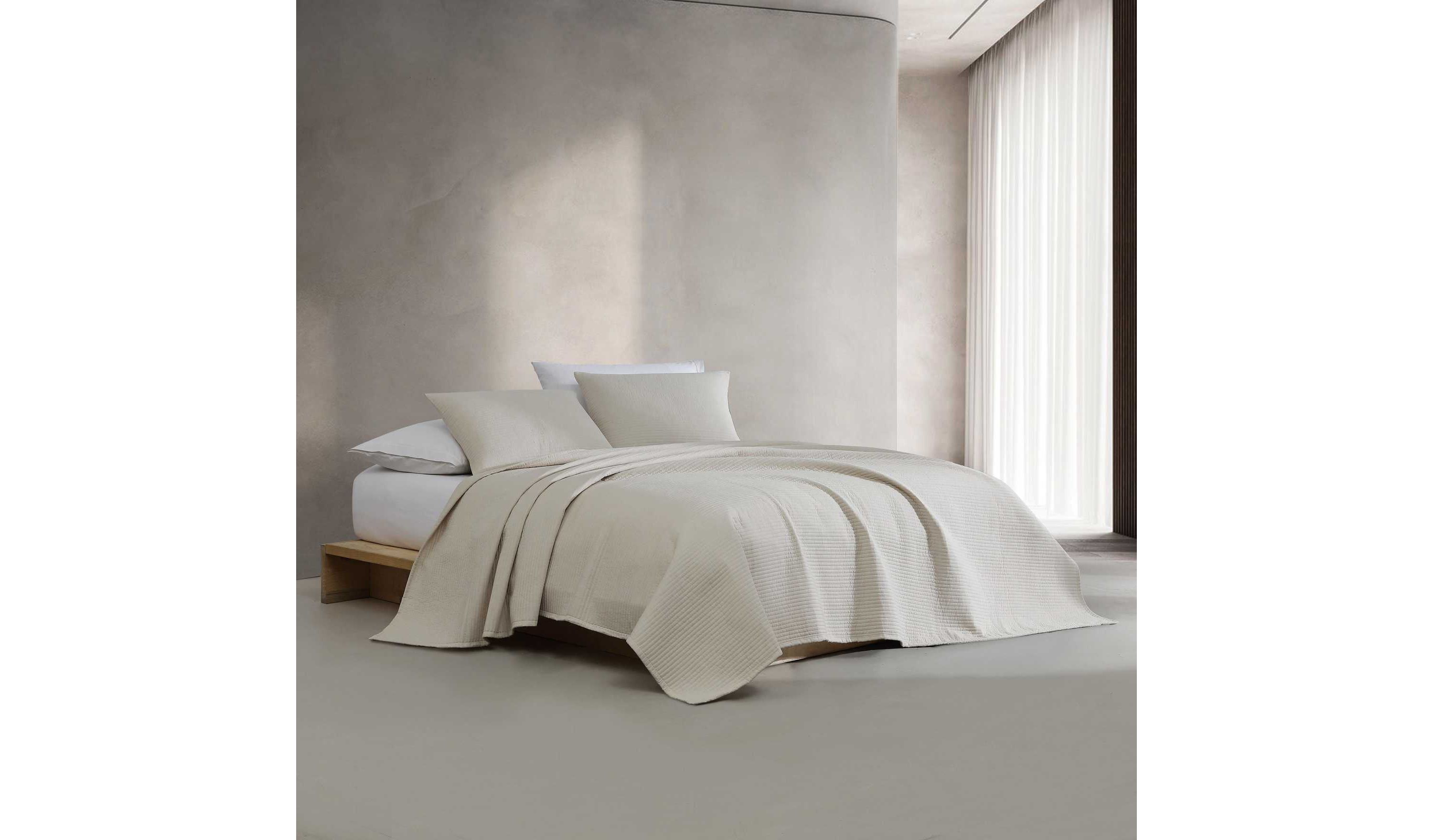 Mini Channel Stitch Solid Cotton Blend Quilt Set