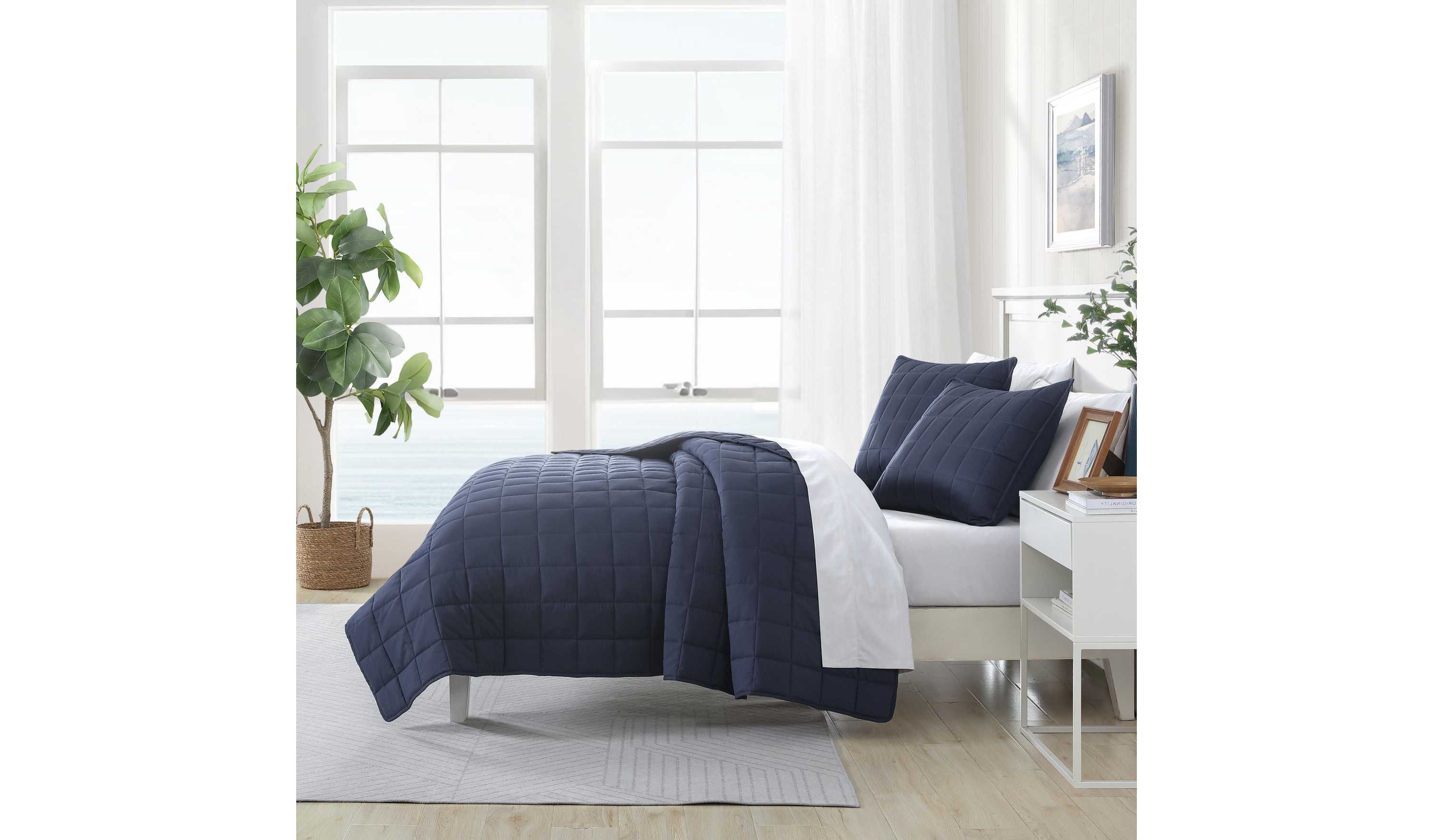 Solid Brushed Micro Jersey Microfiber Quilt Set