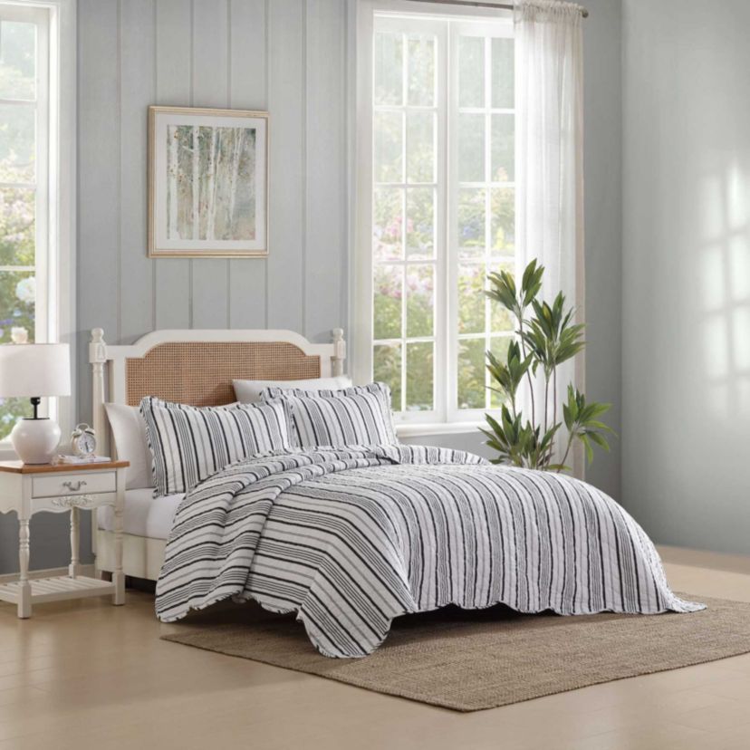 Stripe Perfection Cotton Quilt-Sham Set