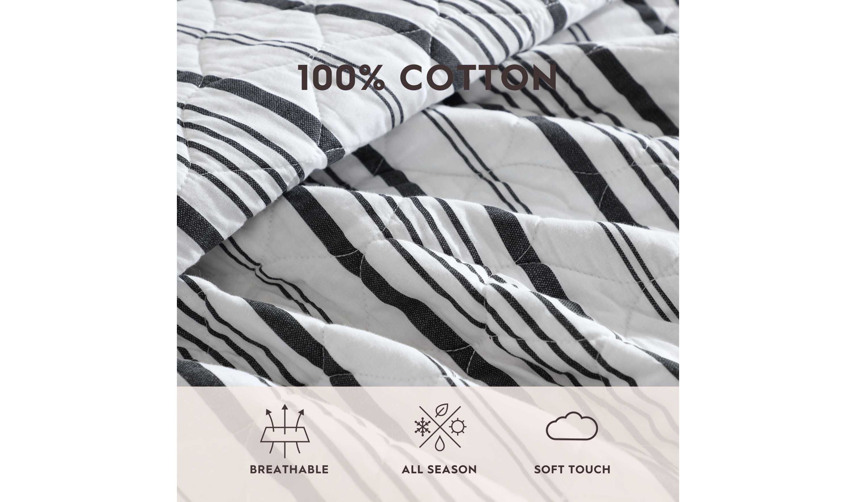 Stripe Perfection Cotton Quilt-Sham Set