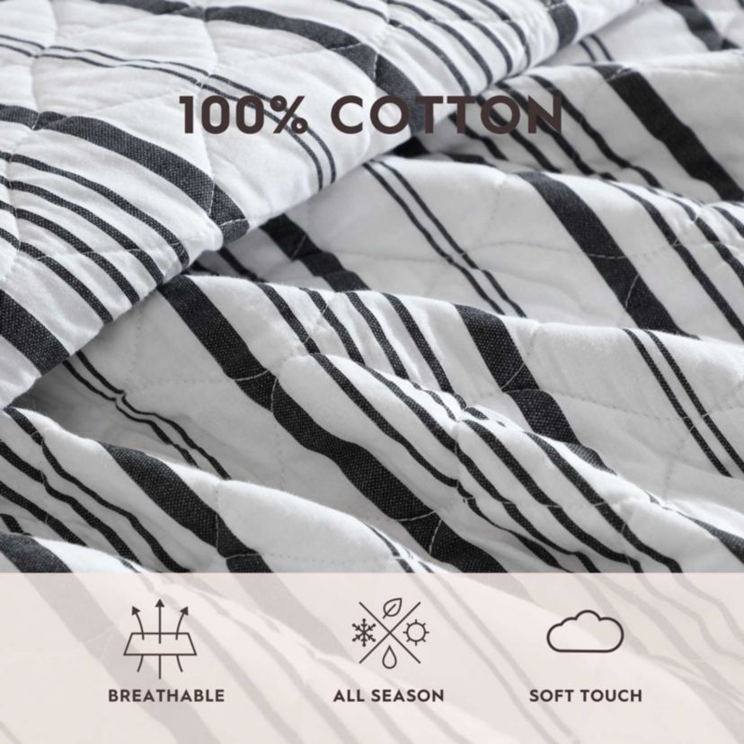 Stripe Perfection Cotton Quilt-Sham Set