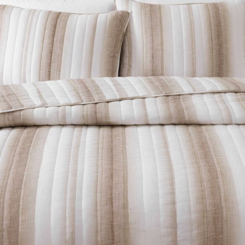 La Prisma Stripe Texture Cotton Quilt-Sham Set