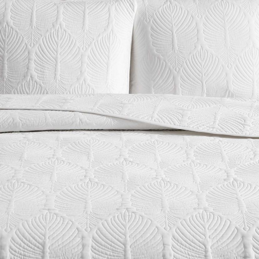 Line Palm Cotton Quilt Set