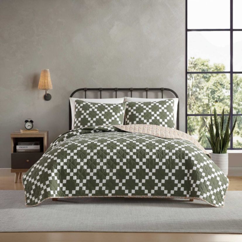 Diamond Floral Cotton Quilt Set