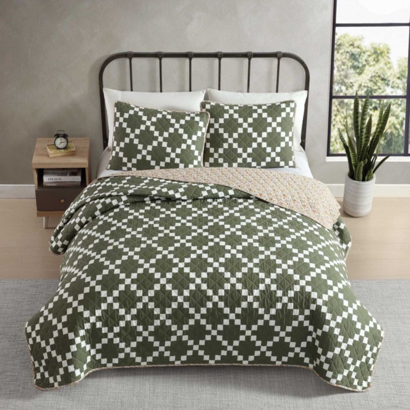 Diamond Floral Cotton Quilt Set