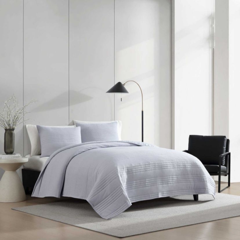 Seersucker Stripe Microfiber Quilt Set