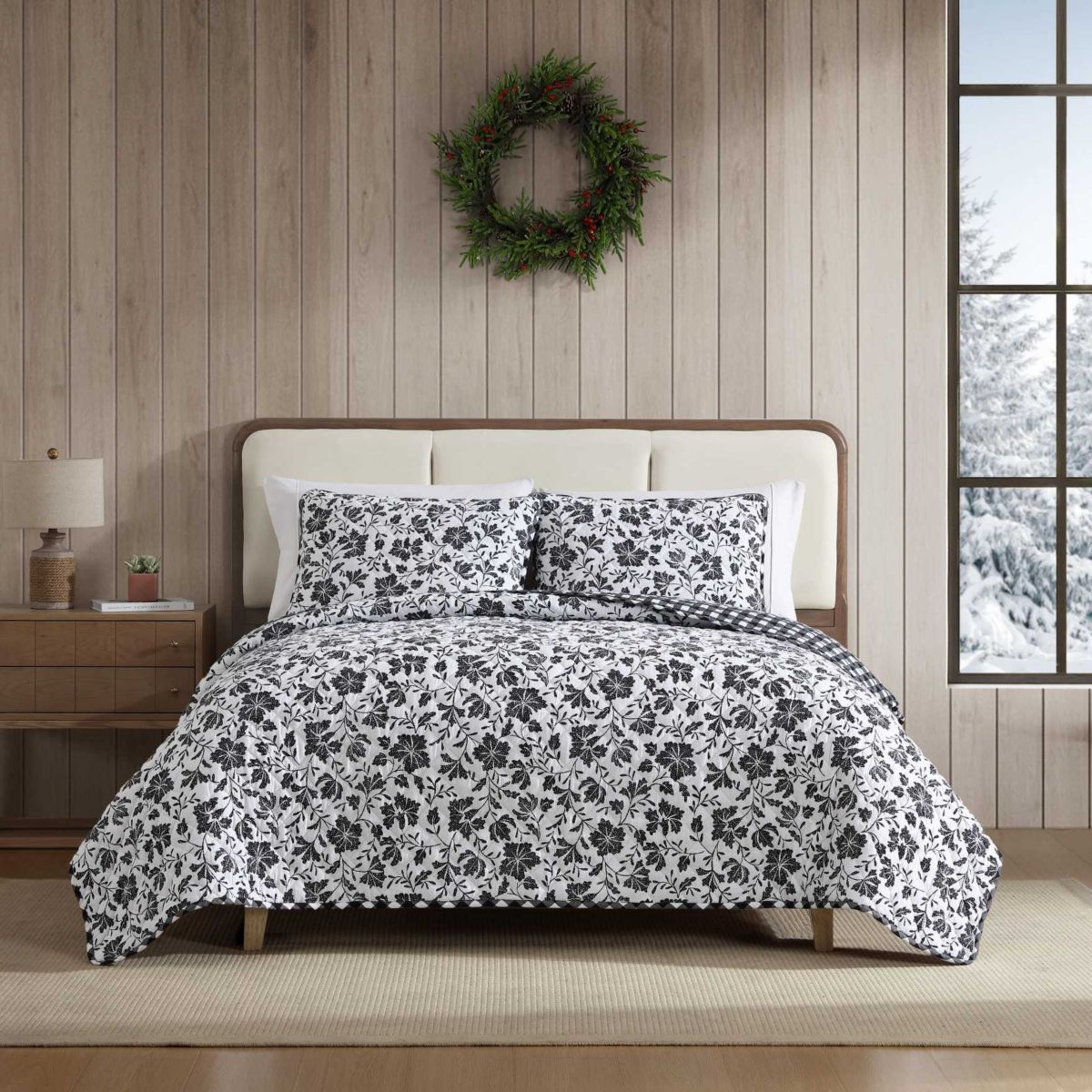 Woodblock Floral Cotton Quilt Set