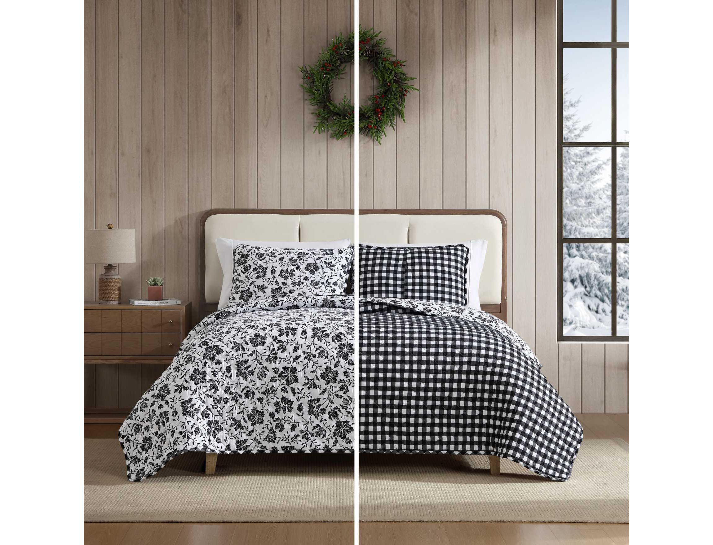 Woodblock Floral Cotton Quilt Set