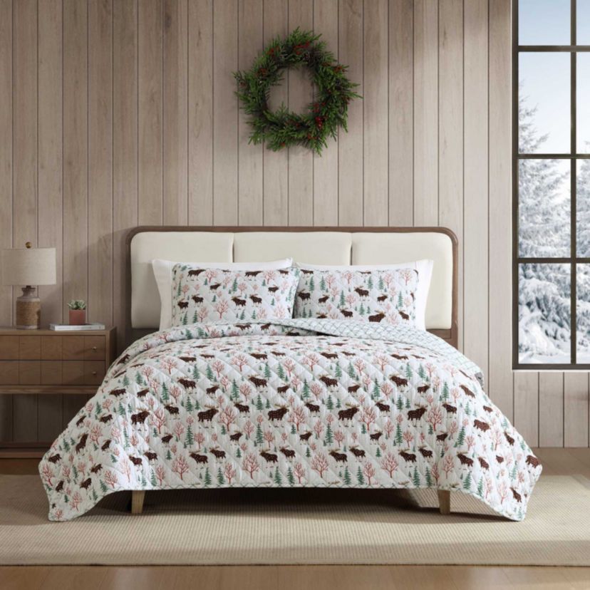 Mountain Moose Cotton Quilt Set