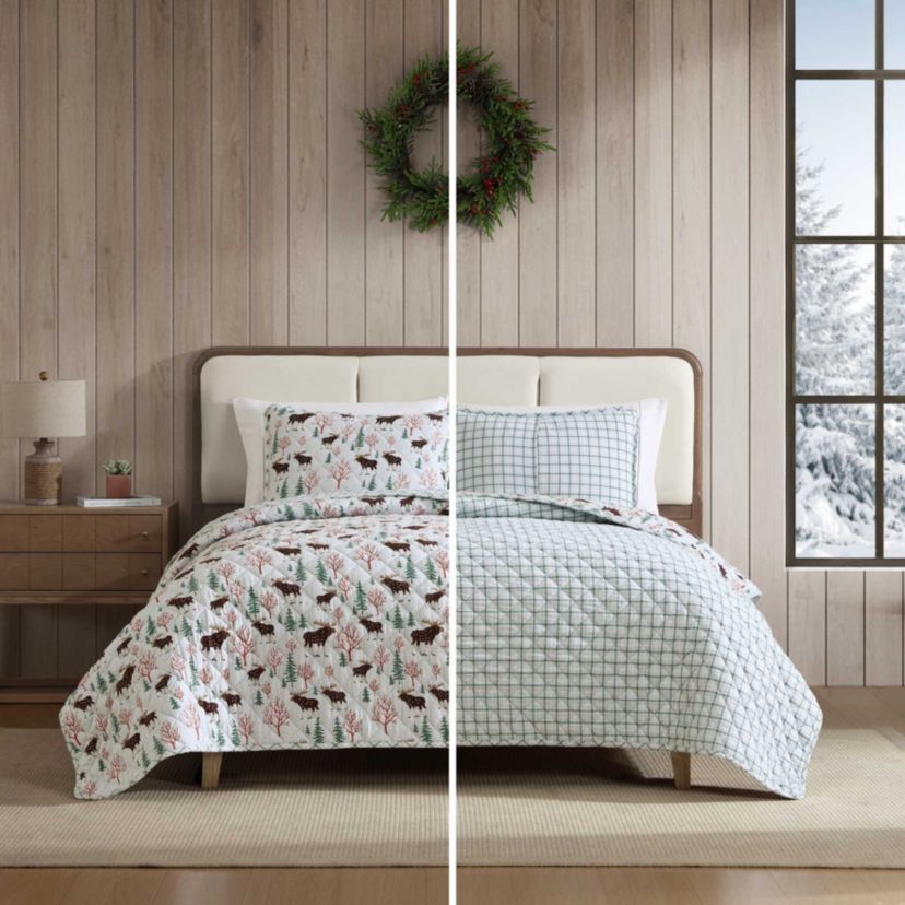 Mountain Moose Cotton Quilt Set
