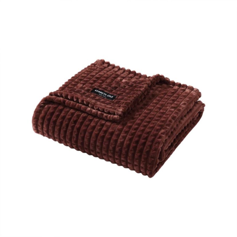 KCNY  Textured Solid Microfiber Throw Blanket