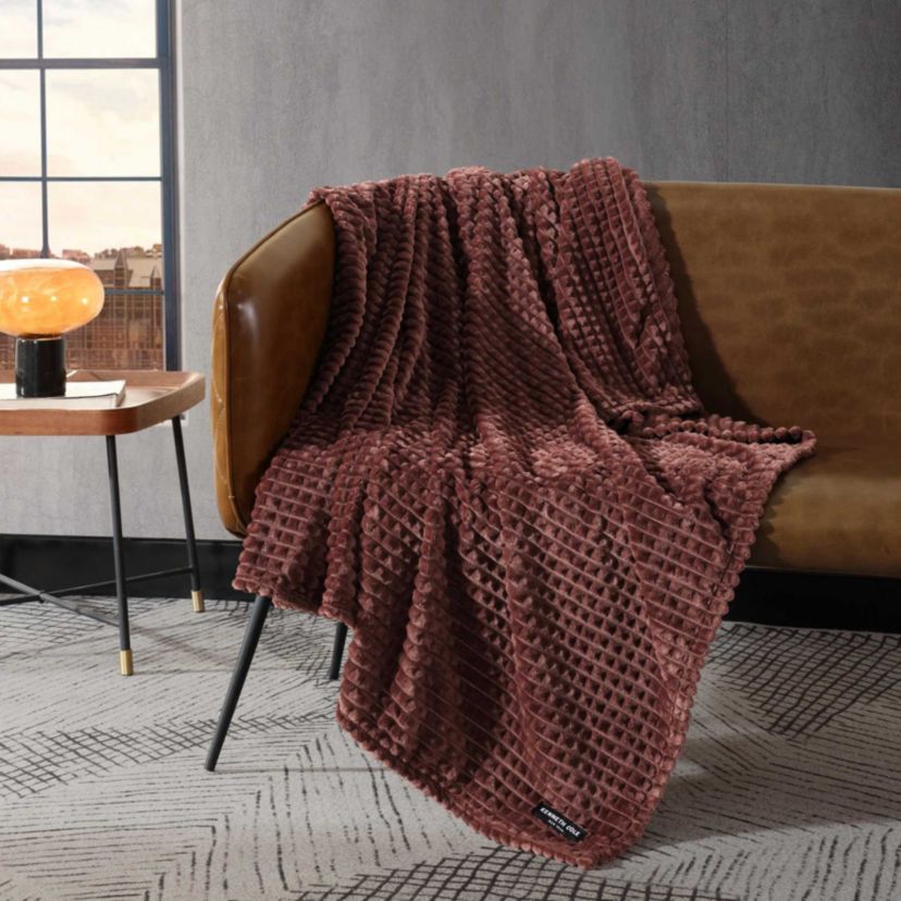 KCNY  Textured Solid Microfiber Throw Blanket
