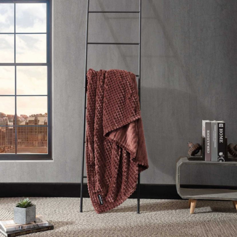 KCNY  Textured Solid Microfiber Throw Blanket