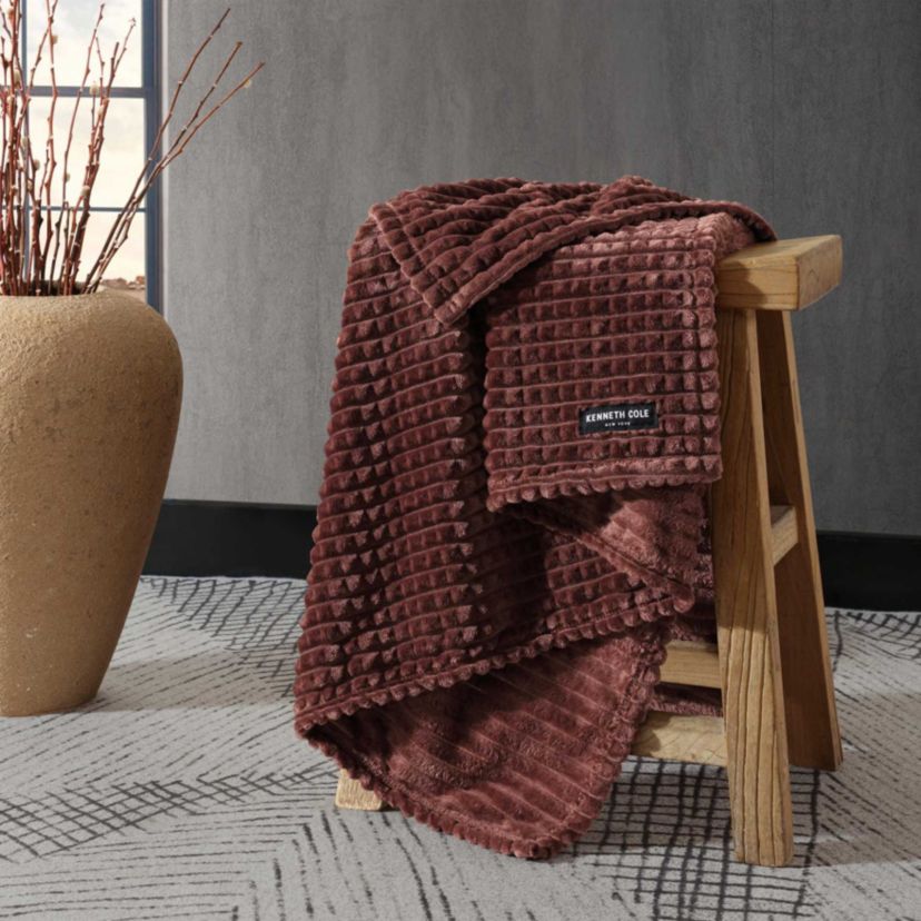 KCNY  Textured Solid Microfiber Throw Blanket