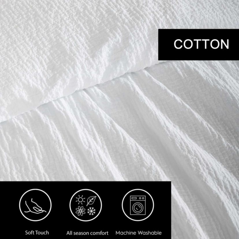 Puckered Texture Cotton Duvet Cover Set