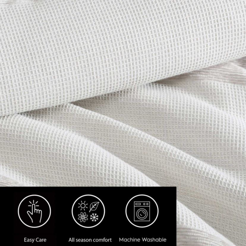 Chenille Waffle Stripe Cotton Blend Duvet Cover Set