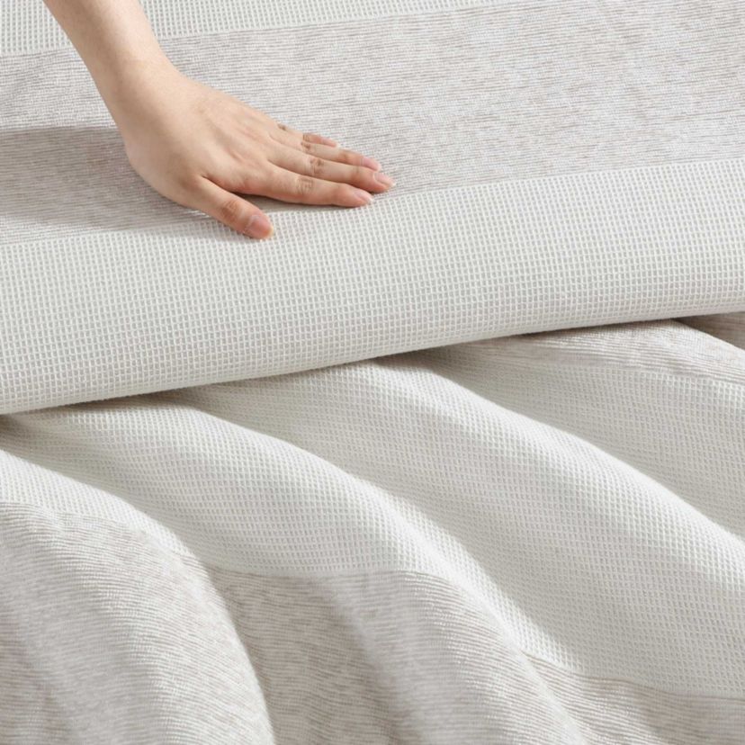 Chenille Waffle Stripe Cotton Blend Duvet Cover Set