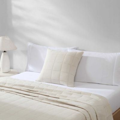 Calvin Klein Cotton Gauze Solid Cotton Quilt Set, Beige, Queen