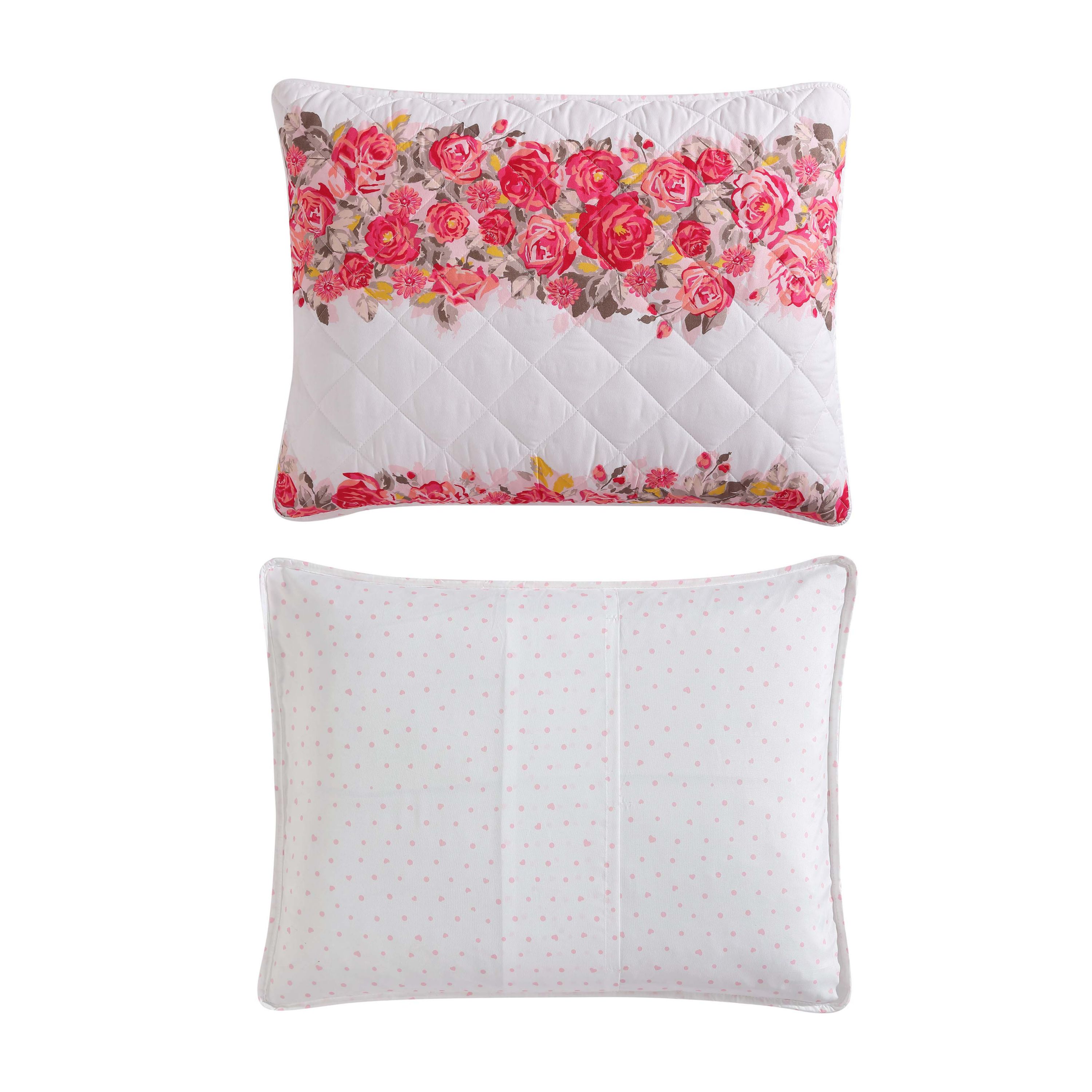 Banded Floral Microfiber Quilt-Sham Set