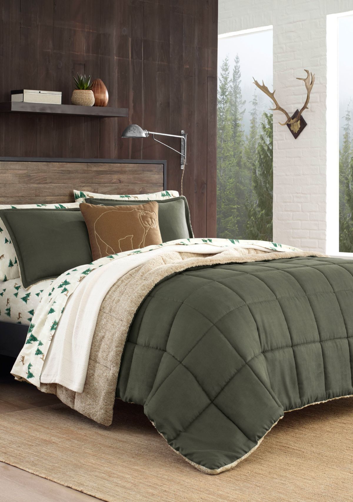 Sherwood Micro Suede Sherpa Comforter Sham Set