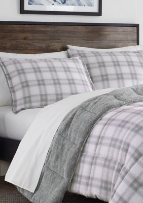 Eddie Bauer Sherwood Plaid Micro Suede Sherpa Comforter Sham Set
